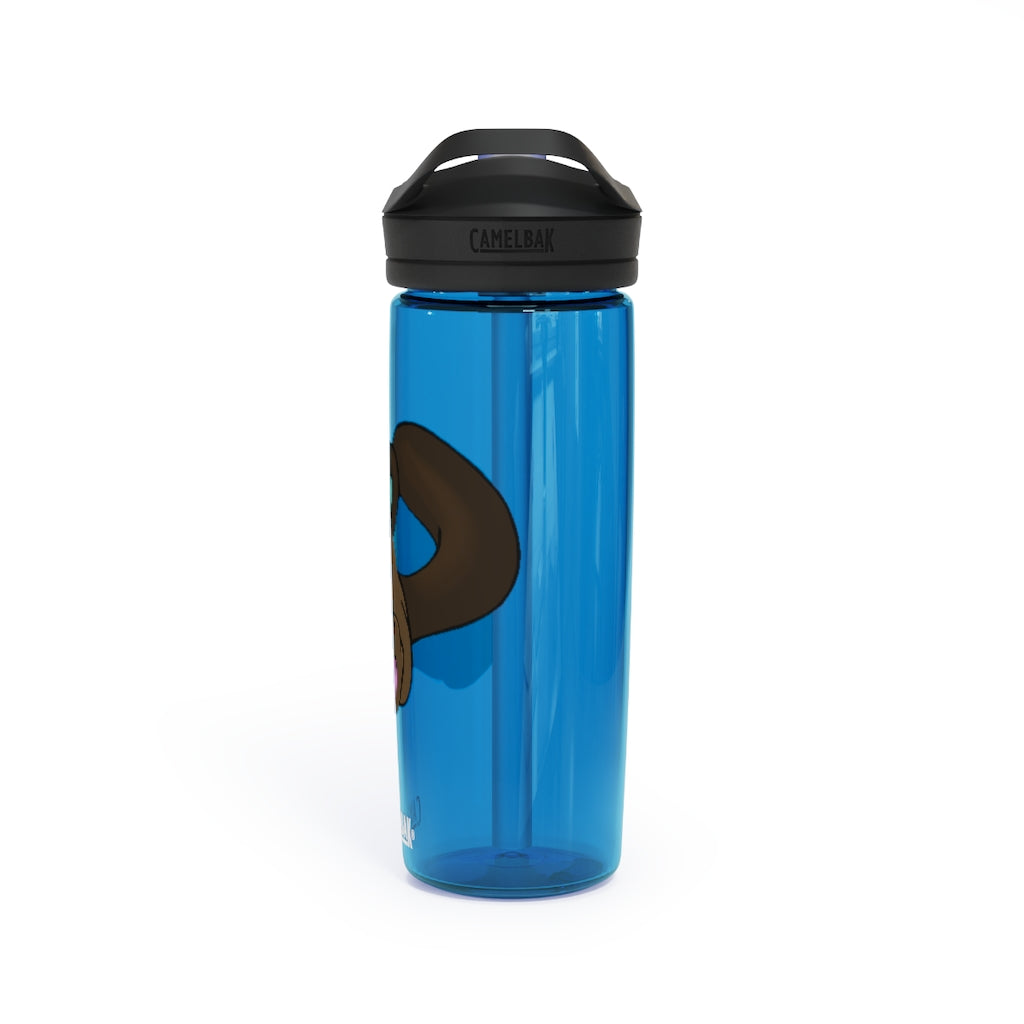 Personalized CamelBak Eddy® water bottle in 20oz and 25oz sizes, made from durable Tritan™ material, featuring a spill-proof biting valve.